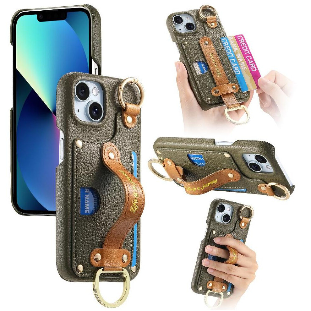 (Green) Case For Iphone 13 Wristband Slim Case Rfid Blocking Ring Holder Green 764563728855
