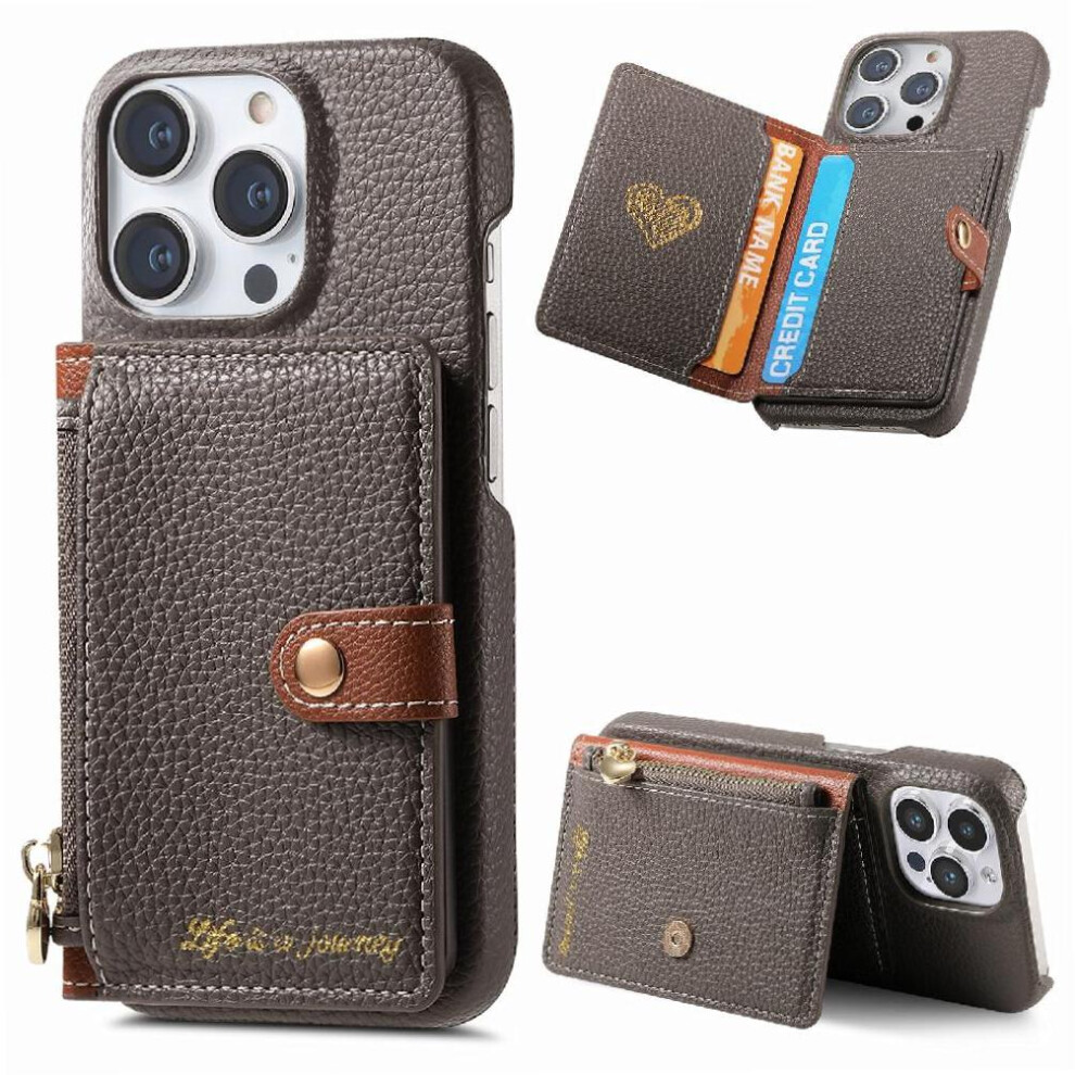 ( ) Case For Iphone 16 Pro Max Stand Zipper Wallet Wallet Shockproof Gray 764563729050