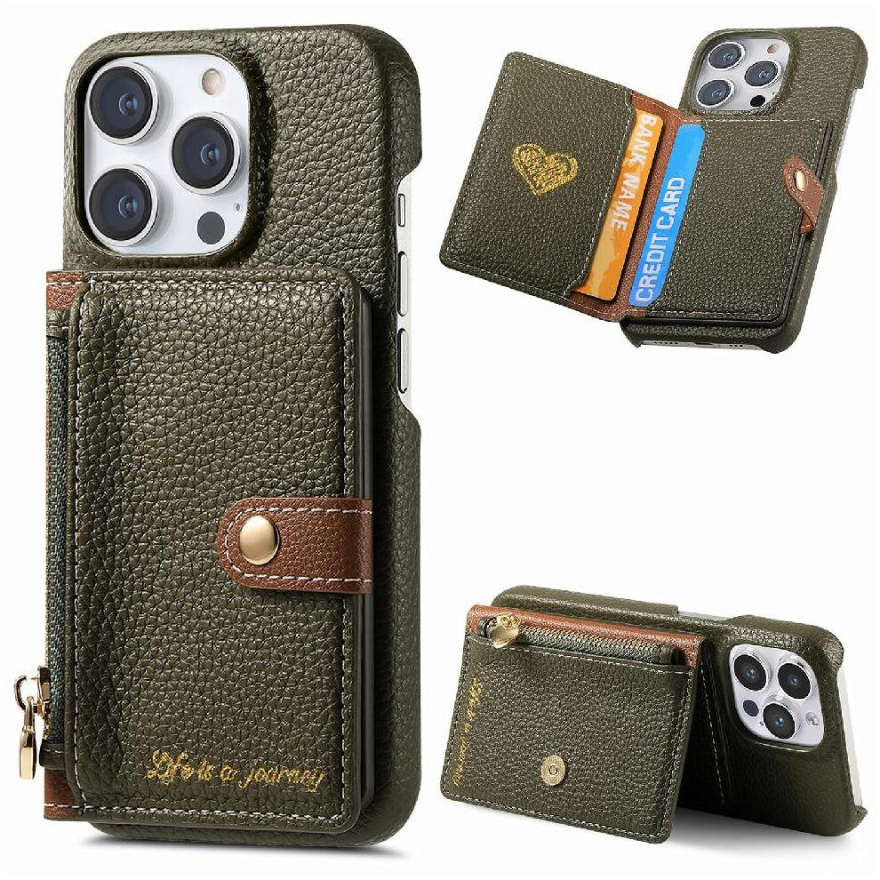(Green) Case For Iphone 16 Pro Max Stand Zipper Wallet Wallet Shockproof Green 764563729029