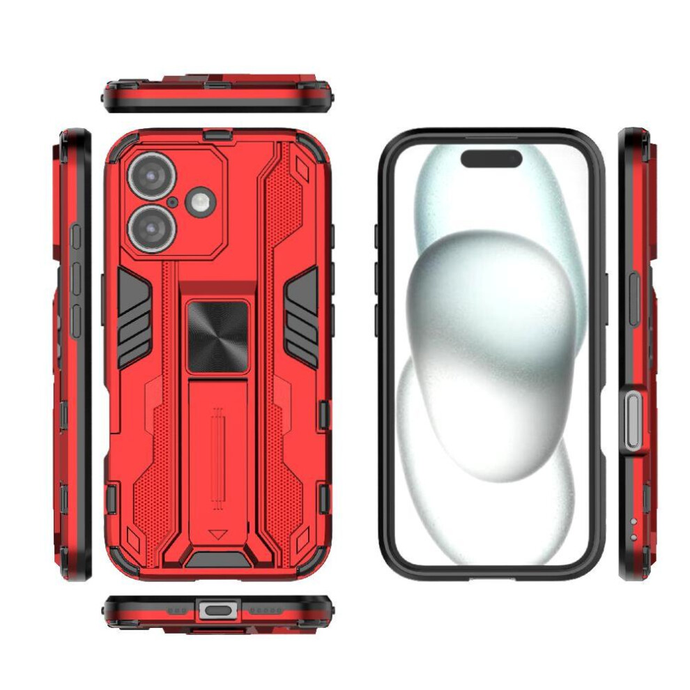(Red) Case For Iphone 16 Kickstand Shockproof Strong Magnetic Attraction Anti-Scratch Protective Cover Red 764563729401