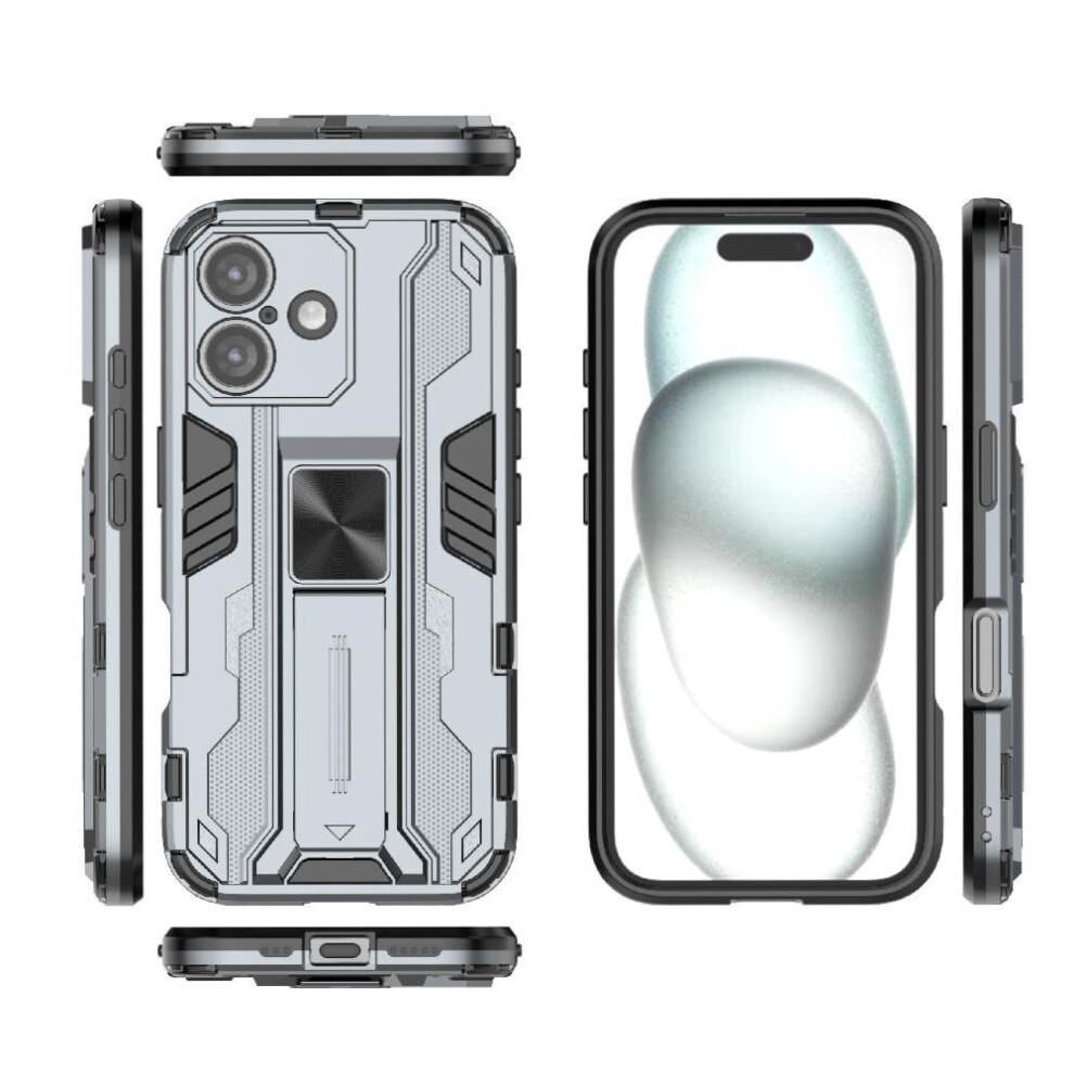 ( ) Case For Iphone 16 Kickstand Shockproof Strong Magnetic Attraction Anti-Scratch Protective Cover Gray 764563729425