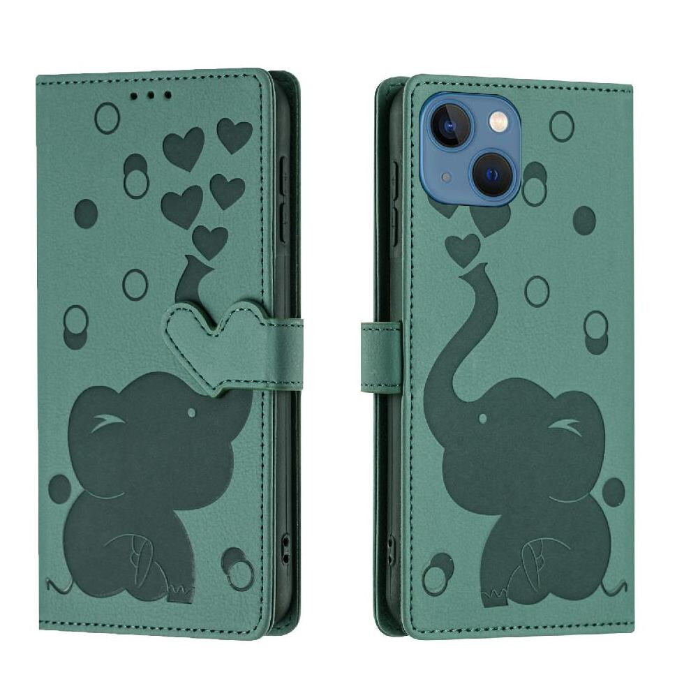 (Green) Flip Case For Iphone 13 Kickstand Three Card Slots Premium Leather Green 764563729500