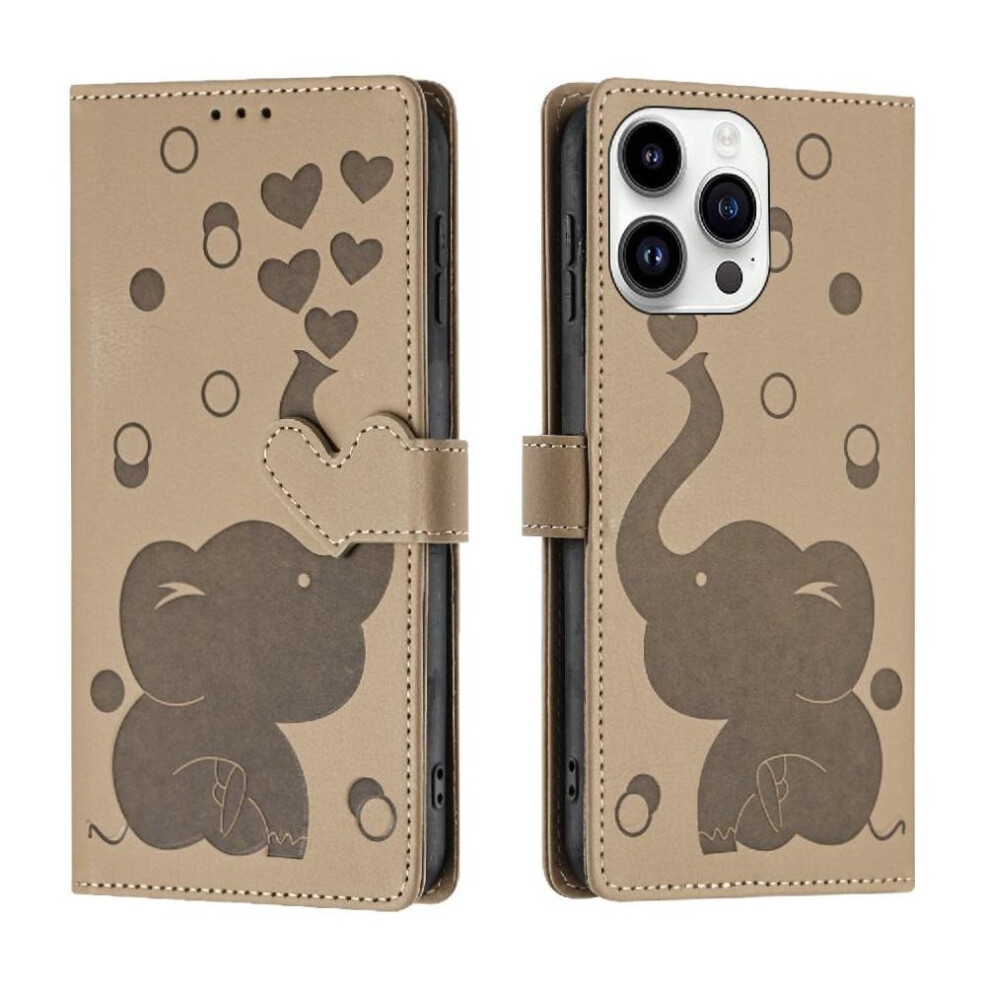 (Khaki ) Flip Case For Iphone 16 Pro Kickstand Premium Leather Three Card Slots 764563729722