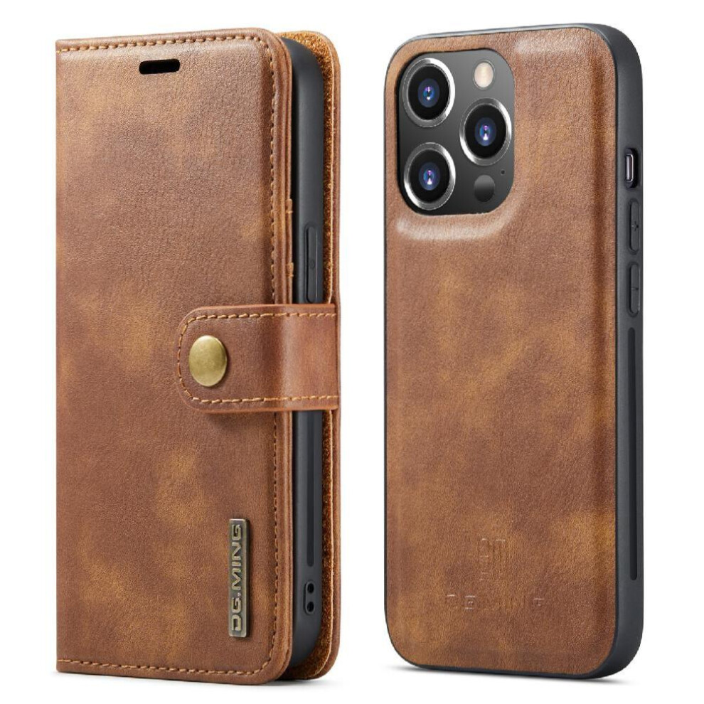 (Brown) Detachable Wallet Case For Iphone 13 Pro Pu Leather Card Slots Magnetic Flip Kickstand Protective Brown 764563729906