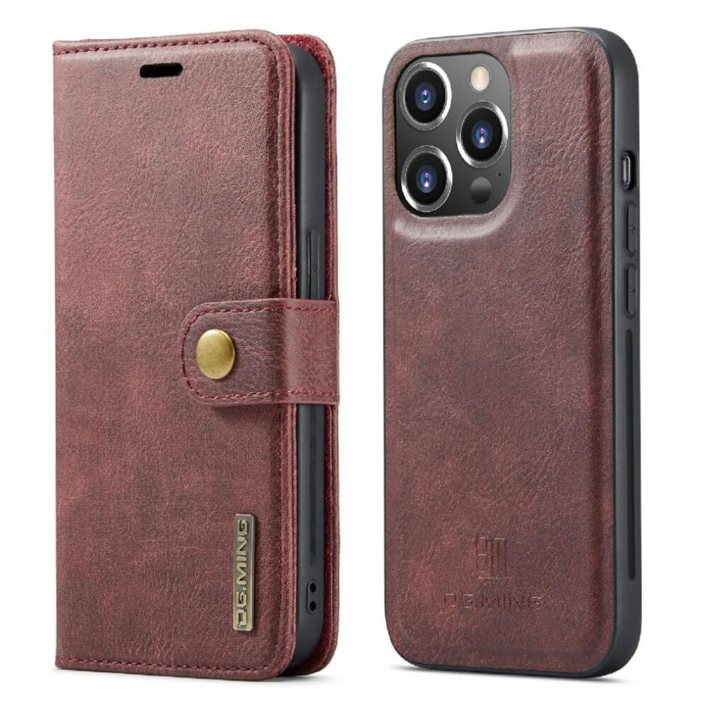 (Red) Detachable Wallet Case For Iphone 13 Pro Pu Leather Card Slots Magnetic Flip Kickstand Protective Red 764563729883