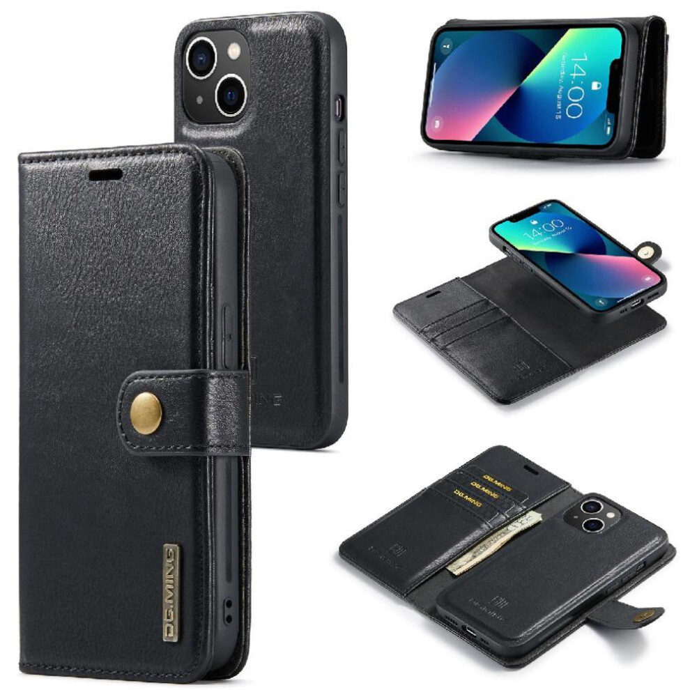 (Black) Detachable Wallet Case For Iphone 13 Mini Protective Pu Leather Flip Kickstand Card Slots Magnetic Black 764563729999