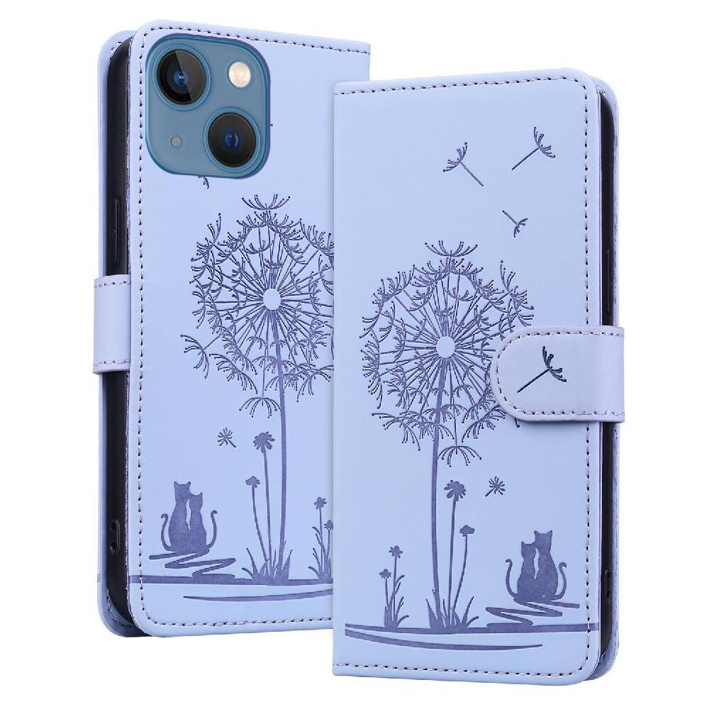 (Purple) Flip Case For Iphone 13 Mini Three Card Slots Stand Premium Leather Kickstand Purple 764563730742