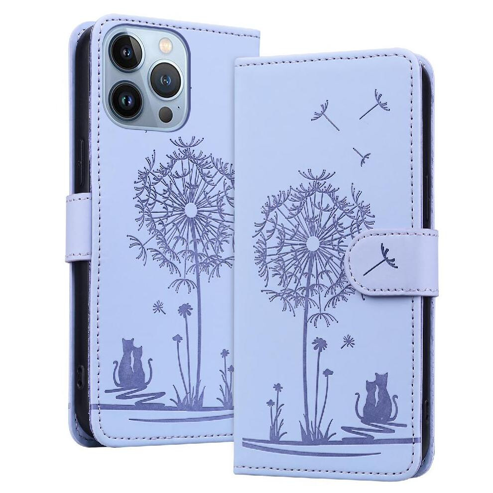 (Purple) Flip Case For Iphone 13 Pro Max Three Card Slots Kickstand Stand Premium Leather Purple 764563730803
