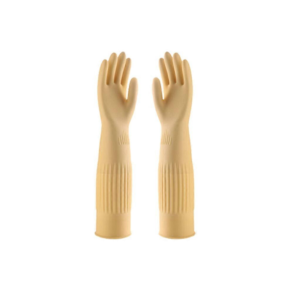 (As show, One size) Latex bull color extender 38cm (about 98g), S-Dishwashing gloves women thickening bull latex rubber plastic household durable wate