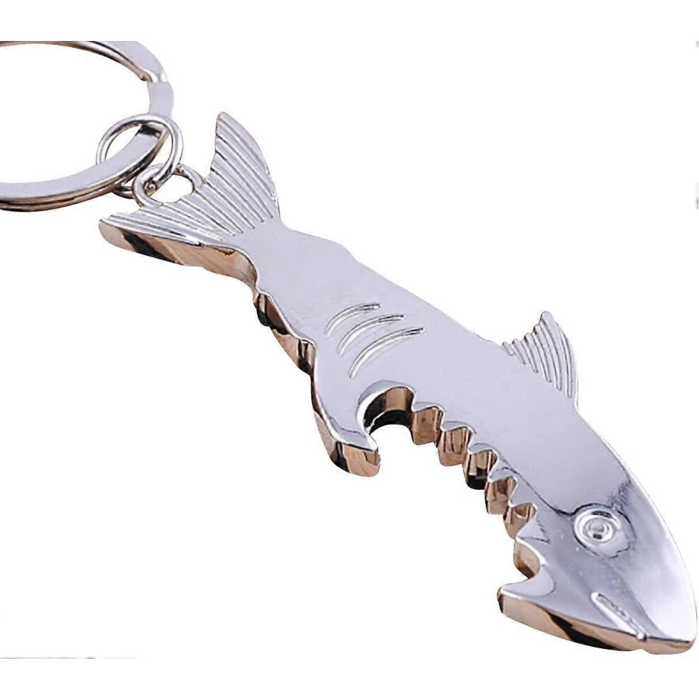 (As show, One size) Shark Keyring with Bottle Opener in the Color Silver/Gift