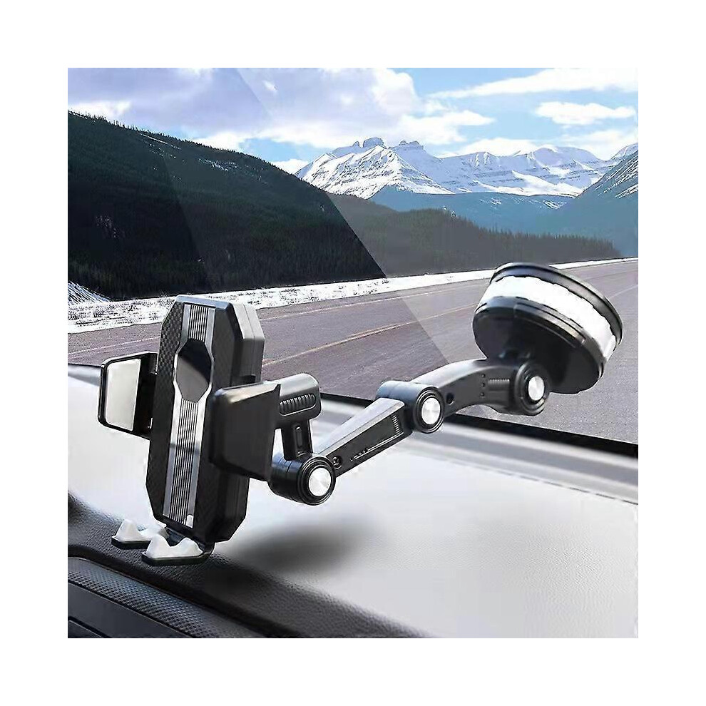 (As show, One size) Fixed car supplies shockproof navigation mobile phone holder large van plus suction cup type joint arm car cell phone holder
