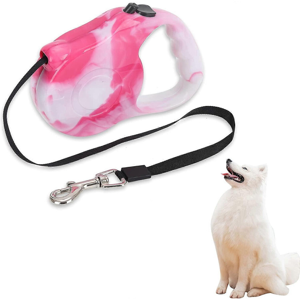 (As Show, One Size) Retractable Dog Leash, 5M Extendable Dog Leash With Non-Slip Handle, Tangle-Free Retractable Dog Leash For Small Medium Dogs Up To Pink