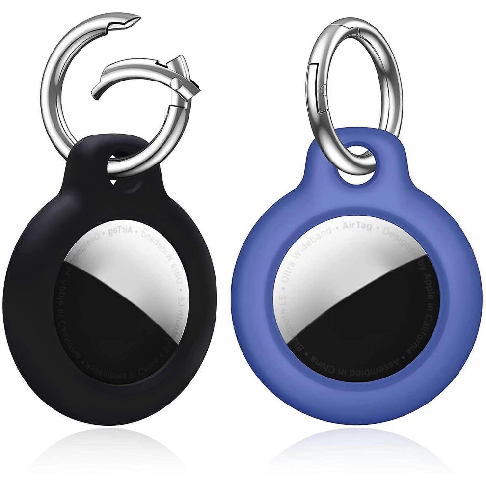 (As Show, One Size) Suitable For Airtag Keychain [2 Pack] Case Compatible With Apple Airtag Case, Gps Air Tag Airtags Keychain () Black/Blue