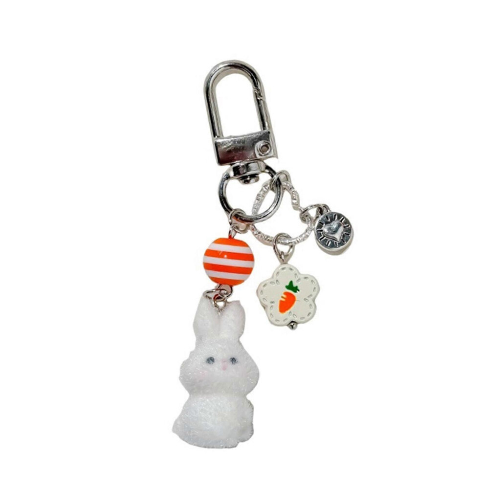 (Lanyard, One Size) Stylish Rabbit Keychain With Beads Charming Rabbit Hanging Ornament Keychain Charm Suitable For Students And Teens 7683012628573