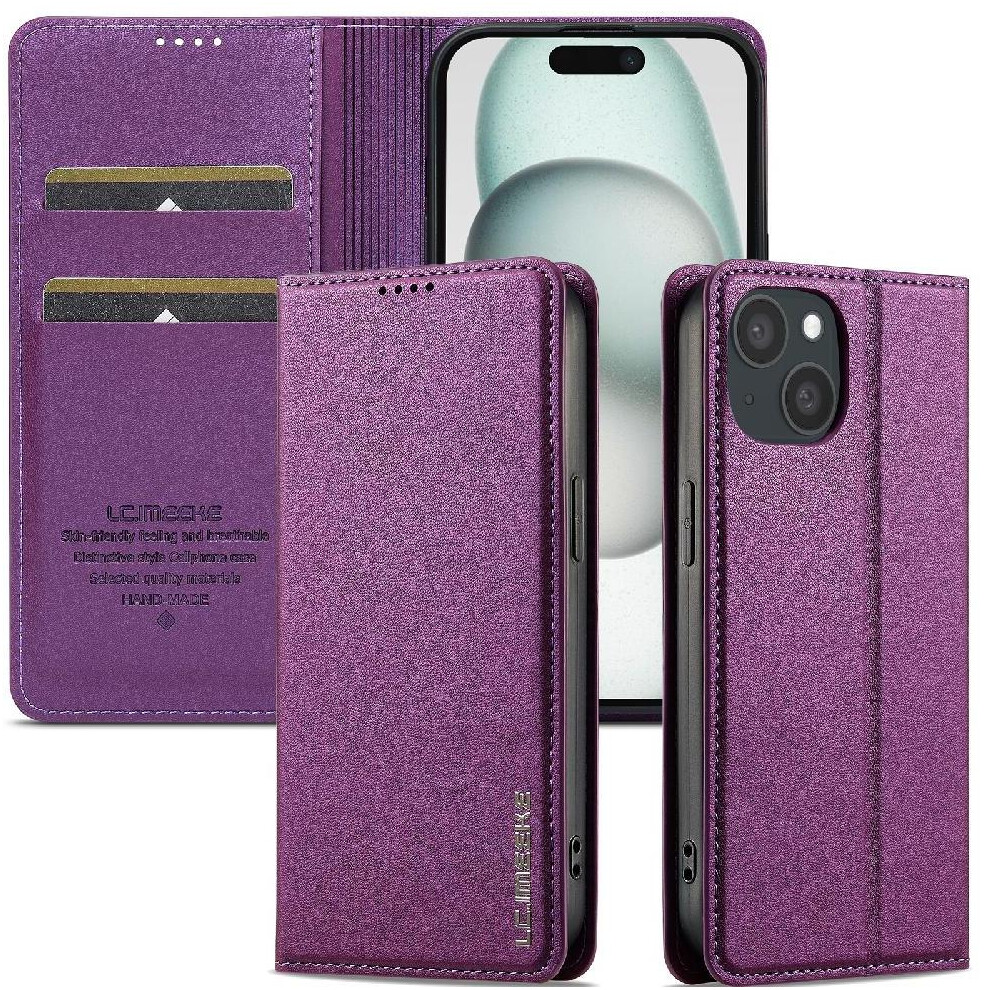 (Purple) Flip Case For Iphone 13 Magnetic Wallet Thin Pu Leather Kickstand Card Holder Purple 764563733910