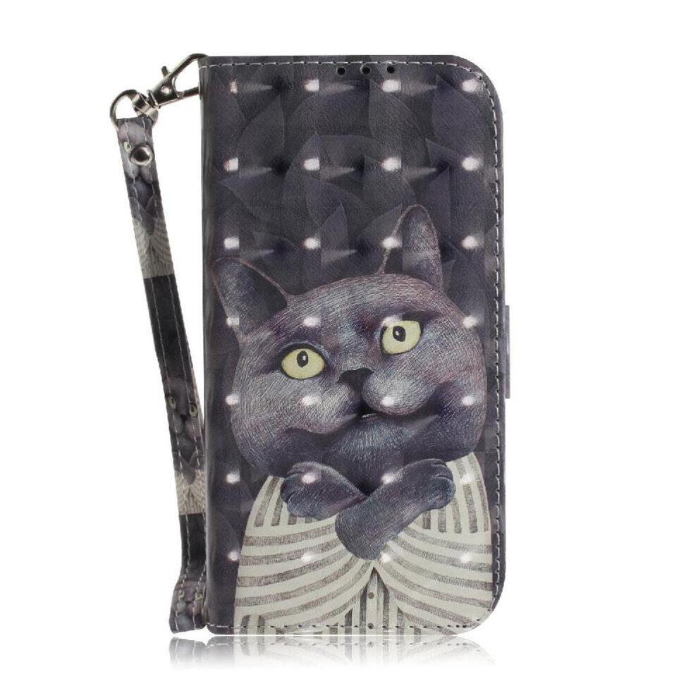 (C2) 3D Painted Protective Case For Iphone 16Plus Wallet Magnetic Closure Lanyard Card Slots Pu Leather 764563734160