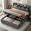 (150x200 cm) Upholstered Bed Frame with Hydraulic Storage, Grey 1