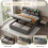 (150x200 cm) Upholstered Bed Frame with Hydraulic Storage, Grey 6