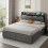 (150x200 cm) Upholstered Bed Frame with Hydraulic Storage, Grey 8
