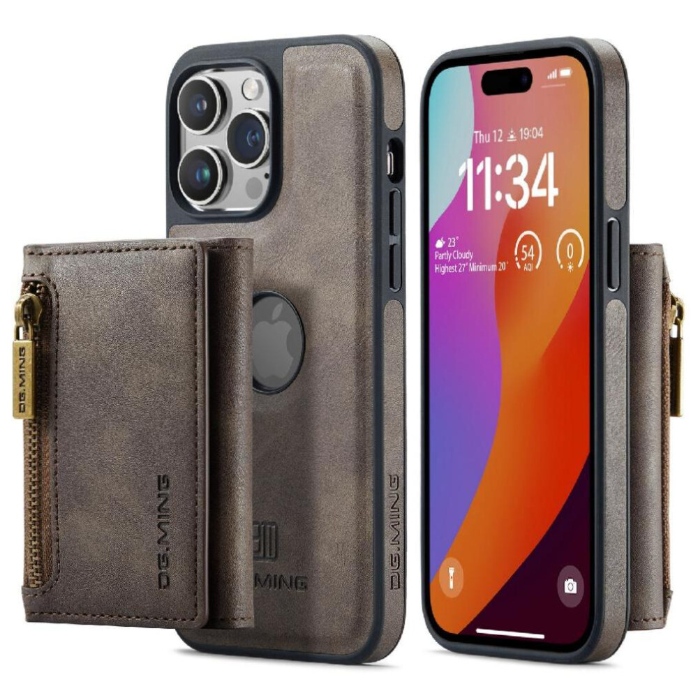 (Khaki ) Wallet Case For Iphone 16 Pro Pu Leather Magnetic Wireless Charging Rfid Blocking Detachable 764563735105