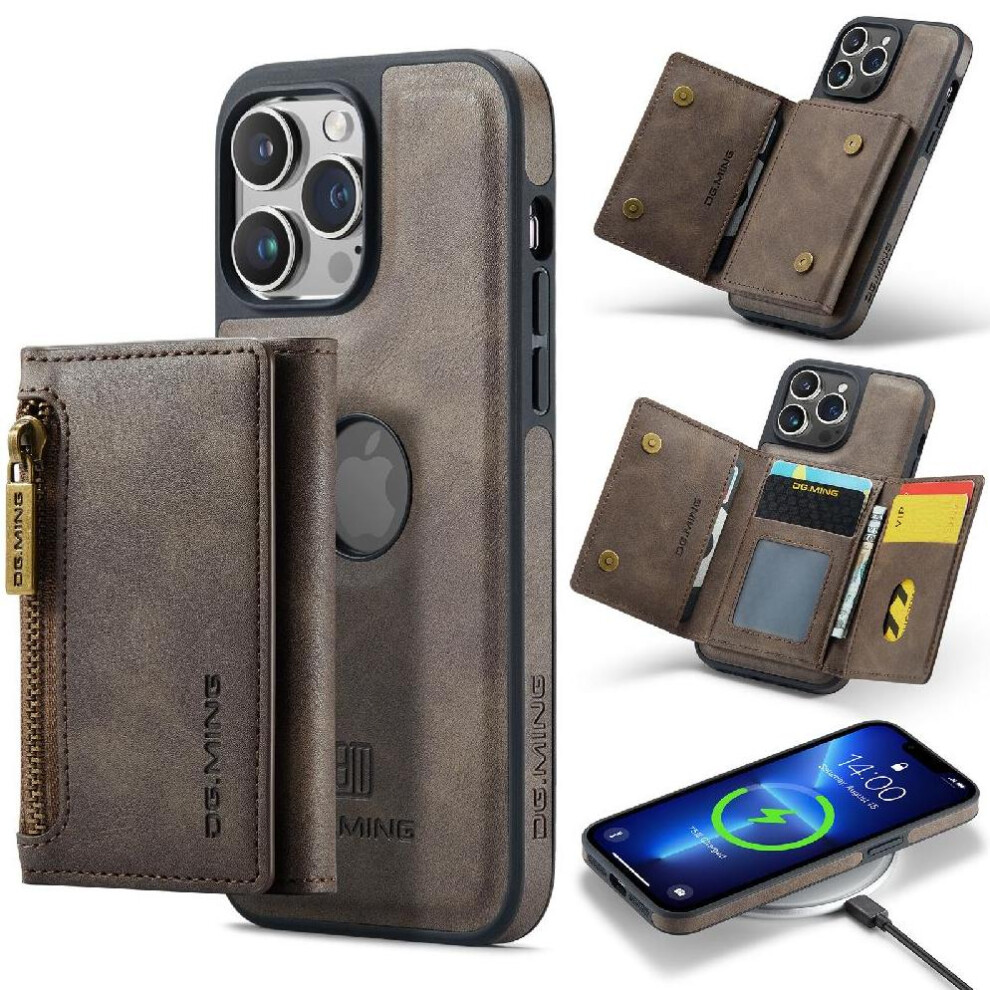 (Khaki ) Wallet Case For Iphone 13 Pro Max Wireless Charging Magnetic Detachable Pu Leather Rfid Blocking 764563735150