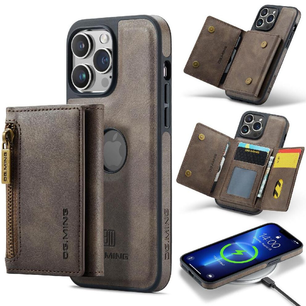 (Khaki ) Wallet Case For Iphone 13 Pro Detachable Wireless Charging Pu Leather Rfid Blocking Magnetic 764563735204