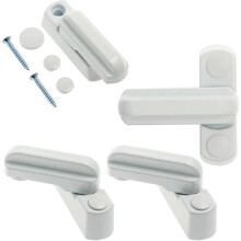 (As show, One size) 4 Pieces Window Lock, Zinc Alloy Window Rotation Limiter, Extra Security Locks for Extra Door Sash Jammer, T Shape, White