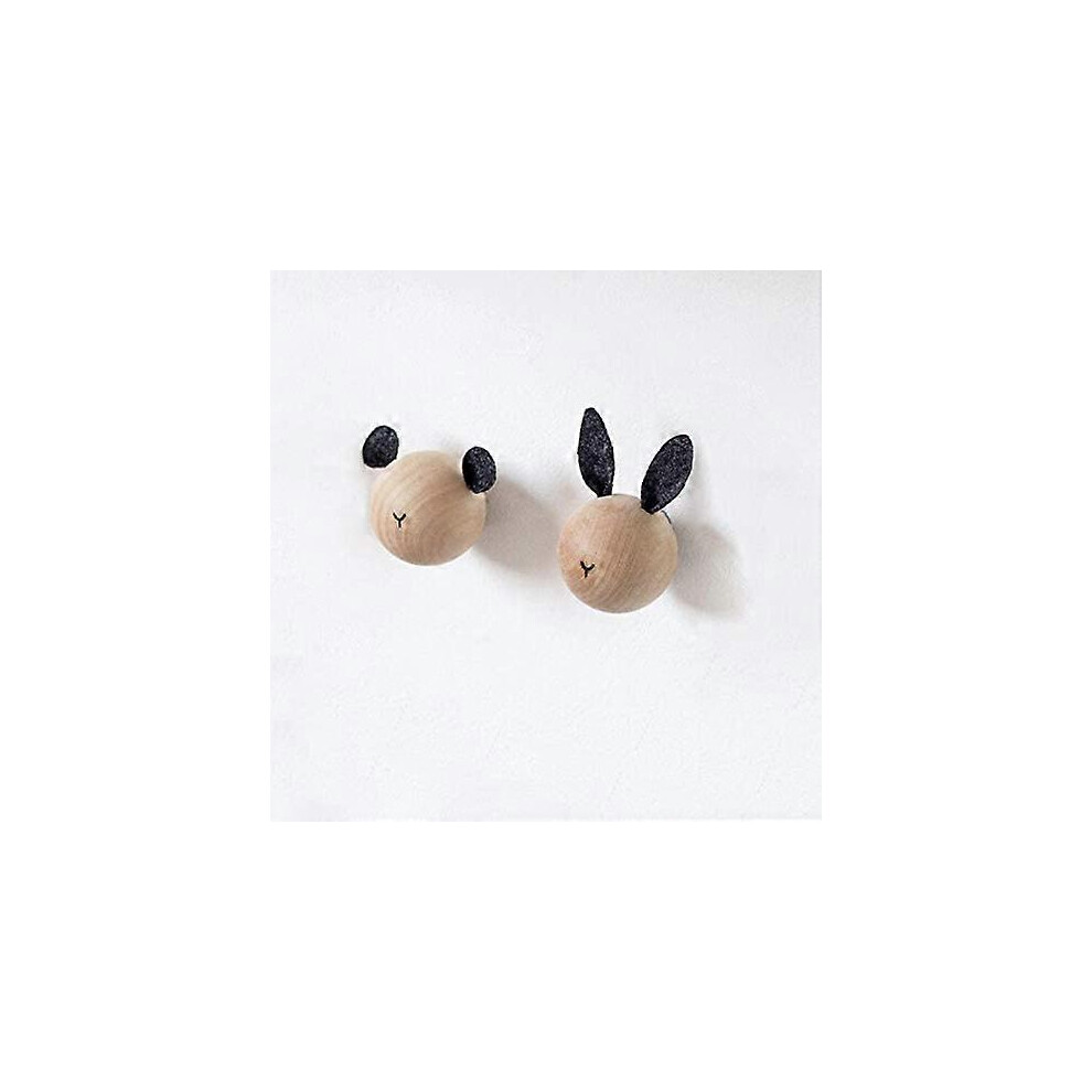 (As show, One size) Children's Wall Hook Wooden Wall Hooks Wall Coat Rack for Hanging Bag Towels and Coats Scandinavian Decoration Modern Design Set of 2