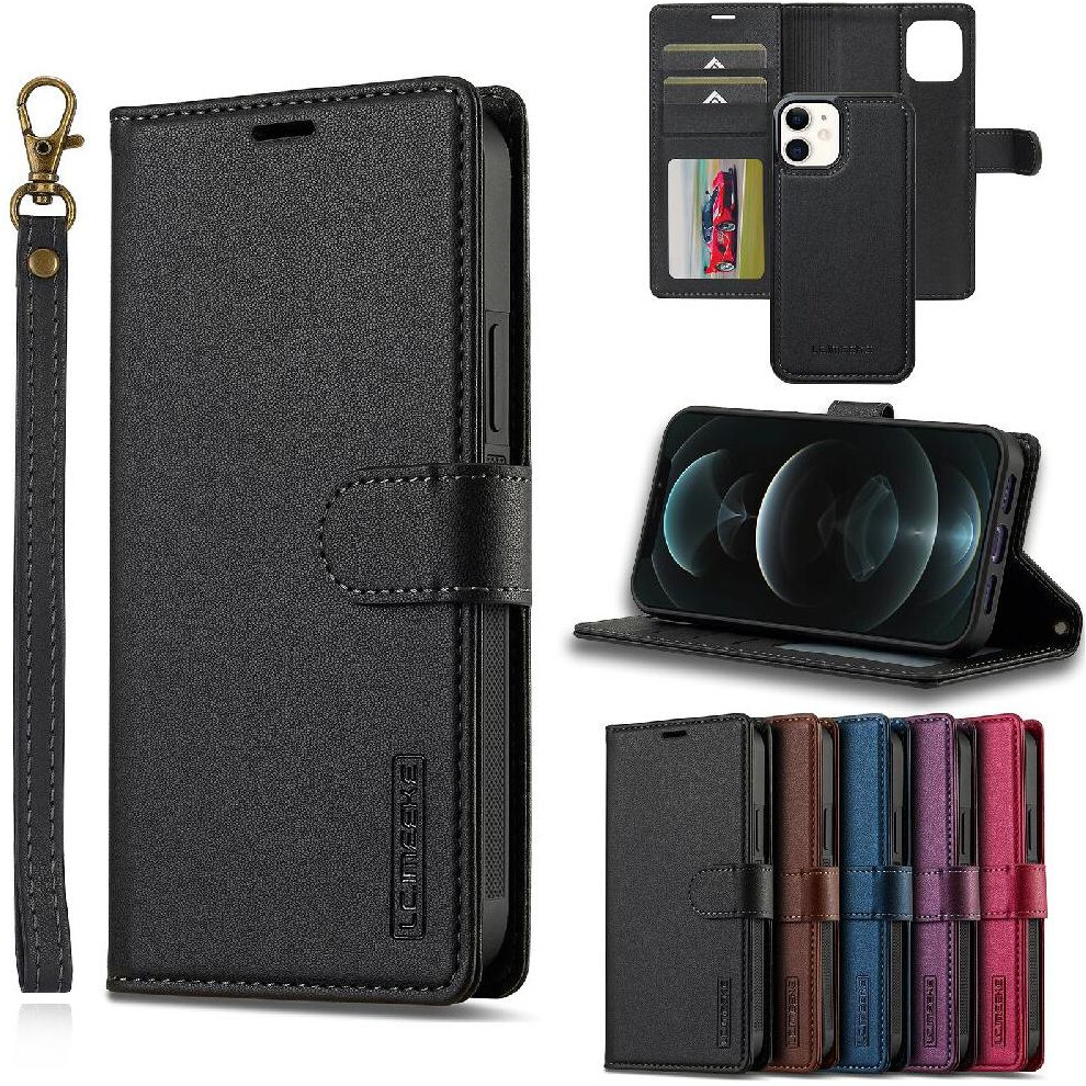 (Black) Flip Case For Iphone 13 Mini Detachable 2 In 1 Split Leather Wallet Phone Cover Pu Leather Kickstand Wallet Case Black 764563735549