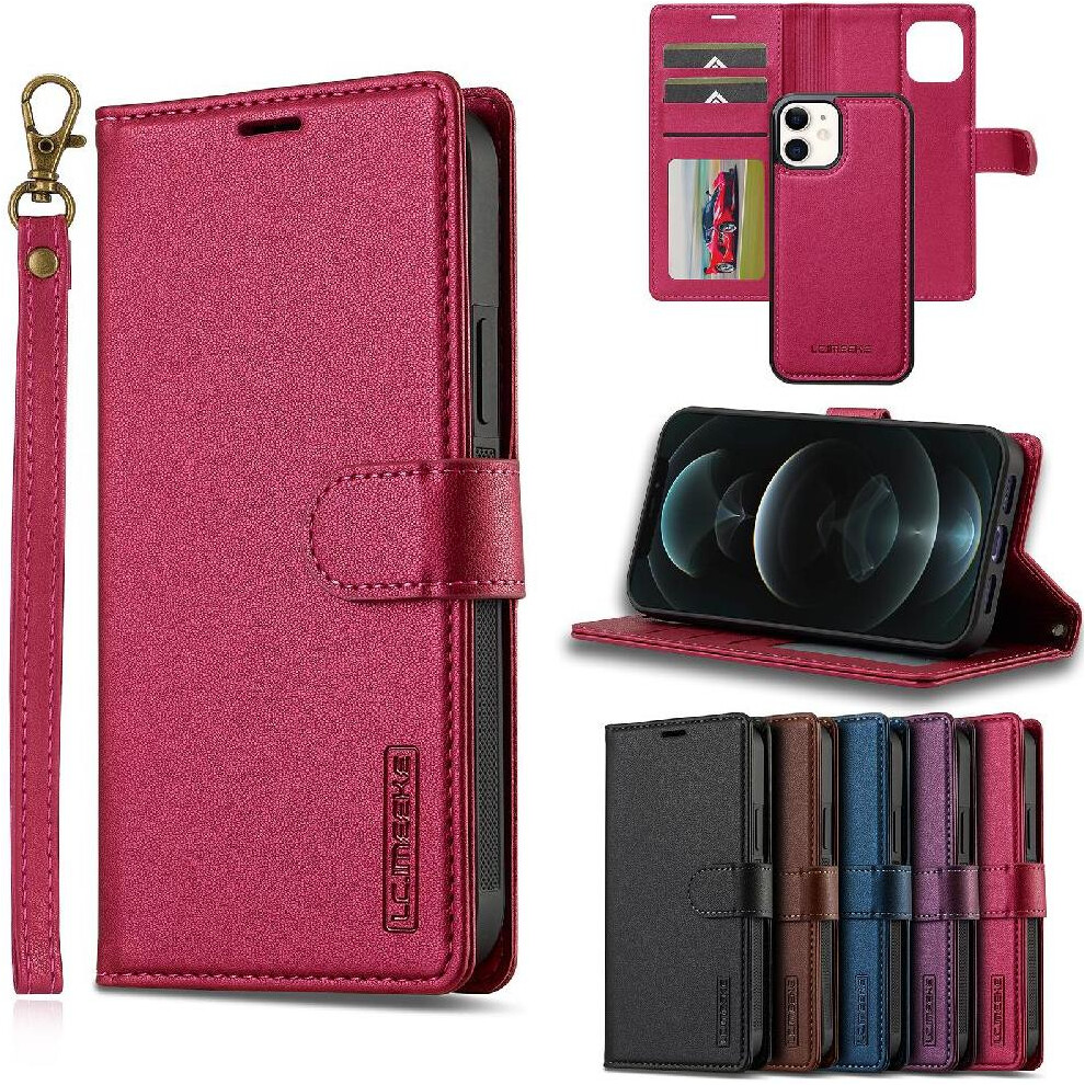 Photos - Case  Flip  for iphone 13 Mini Detachable 2 In 1 Split Leather Wallet Phone Cover Pu Leather Kickstand Wallet (Red)