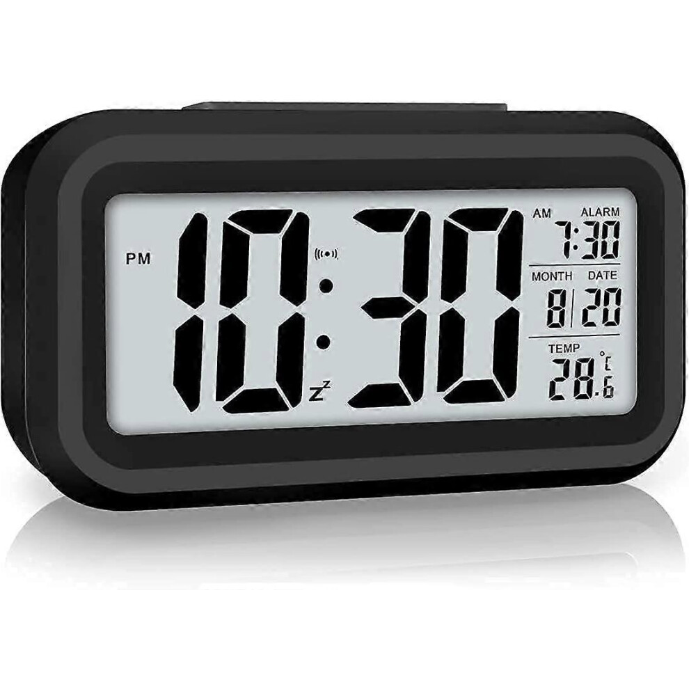 (As show, One size) Digital Alarm Clock, LED Digital Clock with Temperature Display, Portable Mirror Alarm with 2 Alarms, Battery Operated, Light Control