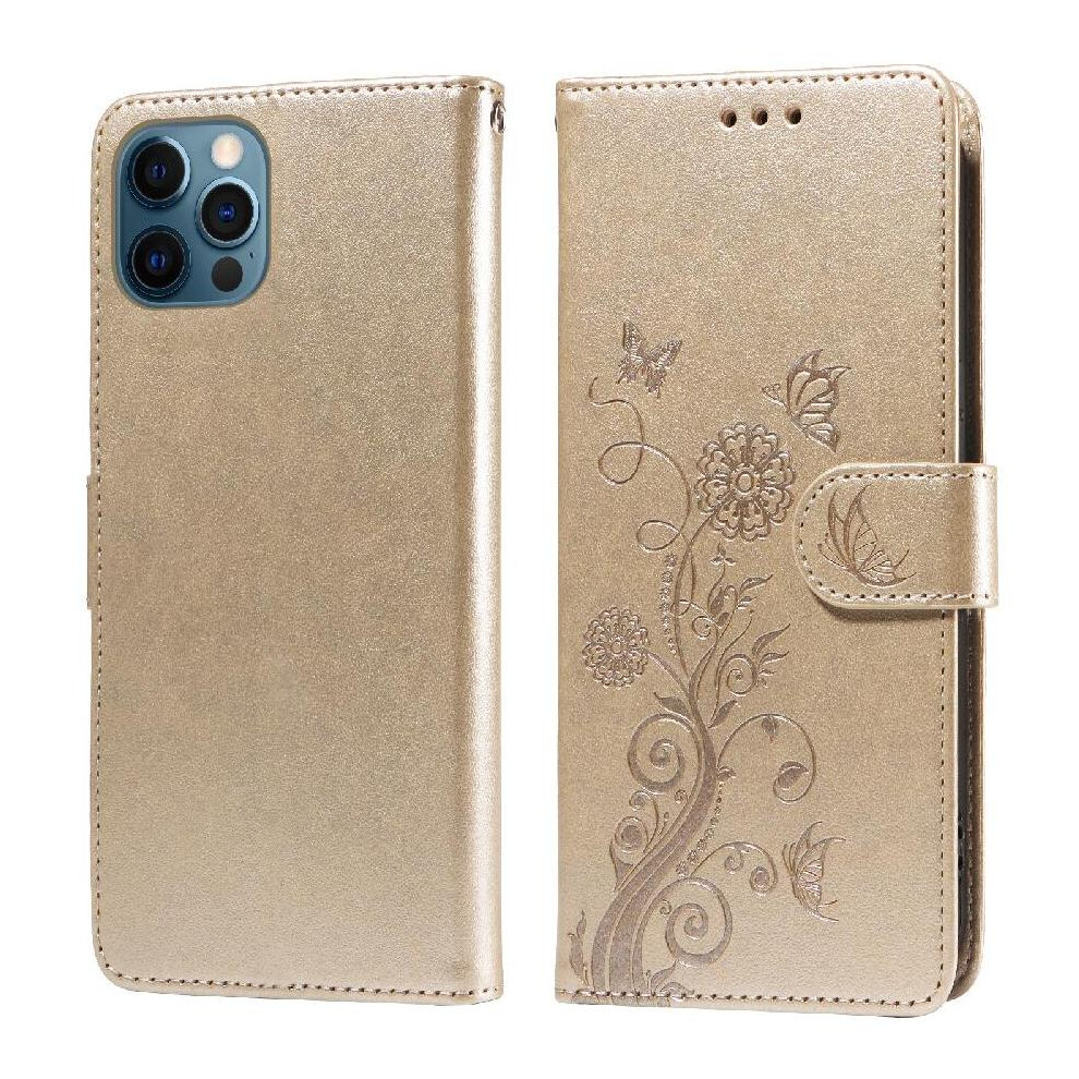 (Gold) Flip Case For Iphone 13 Pro Max Cardslots Flower Flip Leather Gold 764563735761