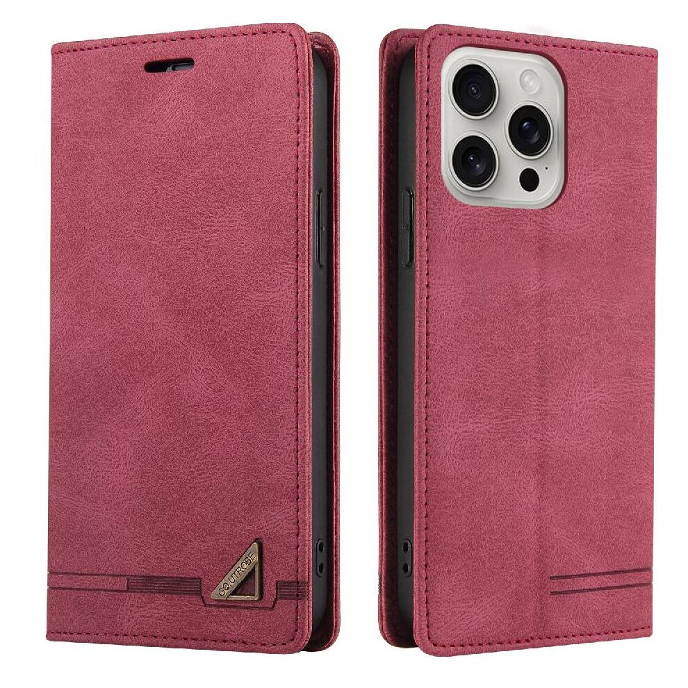 (Red) Case For Iphone 16 Pro Max Two Card Slots Premium Leather Kickstand Premium Leather Red 764563736058
