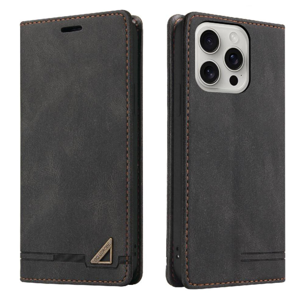 (Black) Case For Iphone 16 Pro Max Two Card Slots Premium Leather Kickstand Premium Leather Black 764563736041