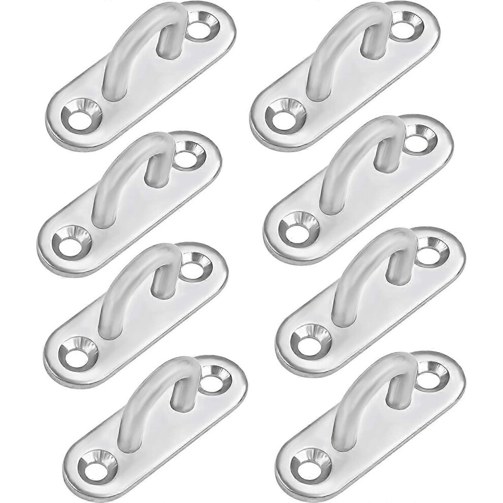 (As show, One size) M5 Stainless Steel Eyelet Plate (8 Pcs) - Oblong Metal Hook U Shape Wall and Ceiling Mounting (50 x 17 mm) - Fixing Hook 40 Kg Cap-image-OPC-PHQKMTG-NEW