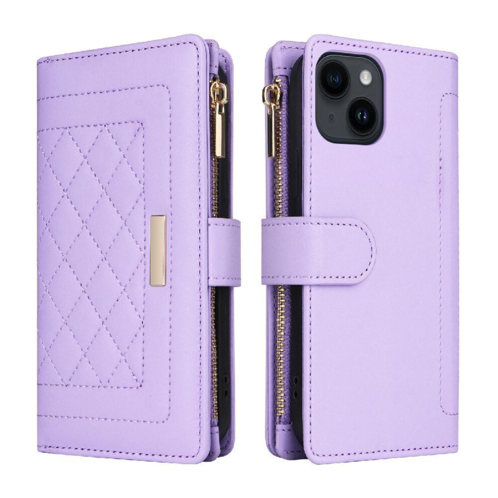 (Purple) Flip Case For Iphone 13 Shockproof Wallet Strap Card Slots Purple 764563736652
