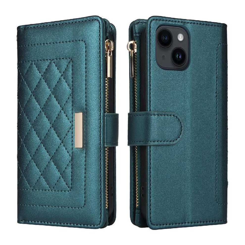 (Green) Flip Case For Iphone 13 Shockproof Wallet Strap Card Slots Green 764563736676
