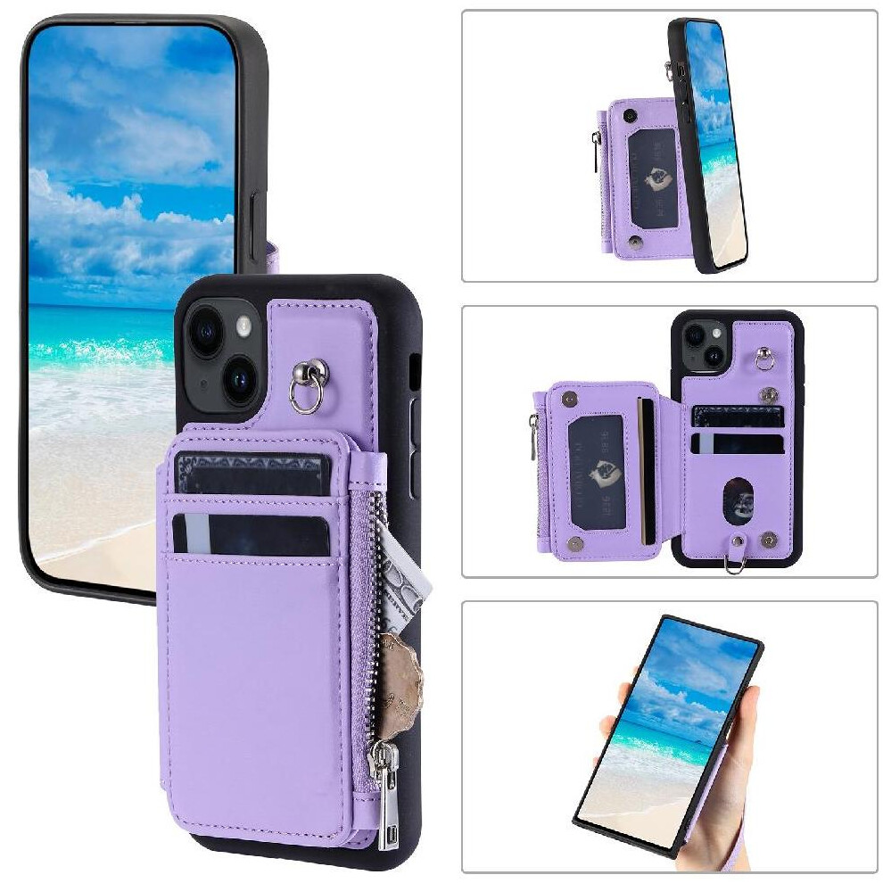 (Purple) Wallet Case For Iphone 13 Mini Flip Folio Case Pu Leather 3 Large Card Kickstand Rfid Blocking Purple 764563737017