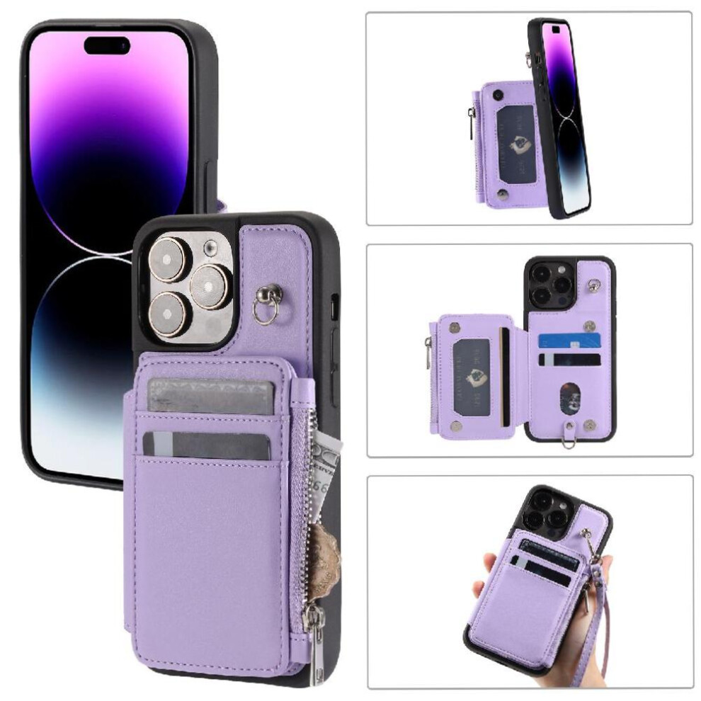 (Purple) Wallet Case For Iphone 13 Pro Kickstand Pu Leather Flip Folio Case Rfid Blocking 3 Large Card Purple 764563737161