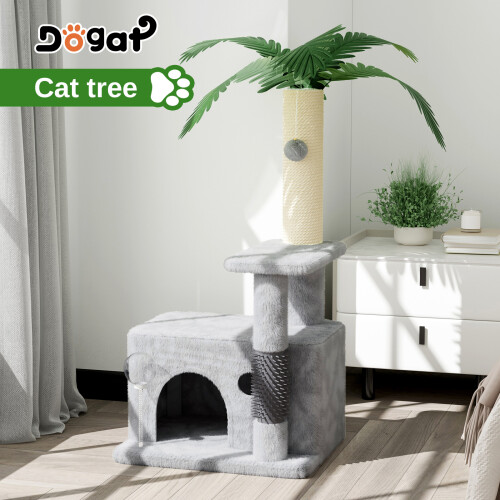 (Light grey) 90cm Cat Tree Cat Tower Leaf Cat Scratching Post And Apartment Ladder