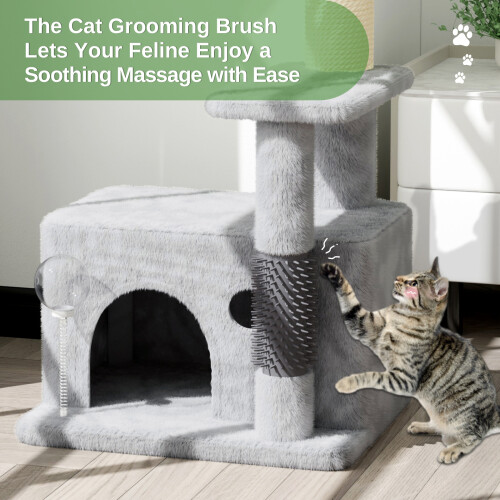 (Light grey) 90cm Cat Tree Cat Tower Leaf Cat Scratching Post And Apartment Ladder 1