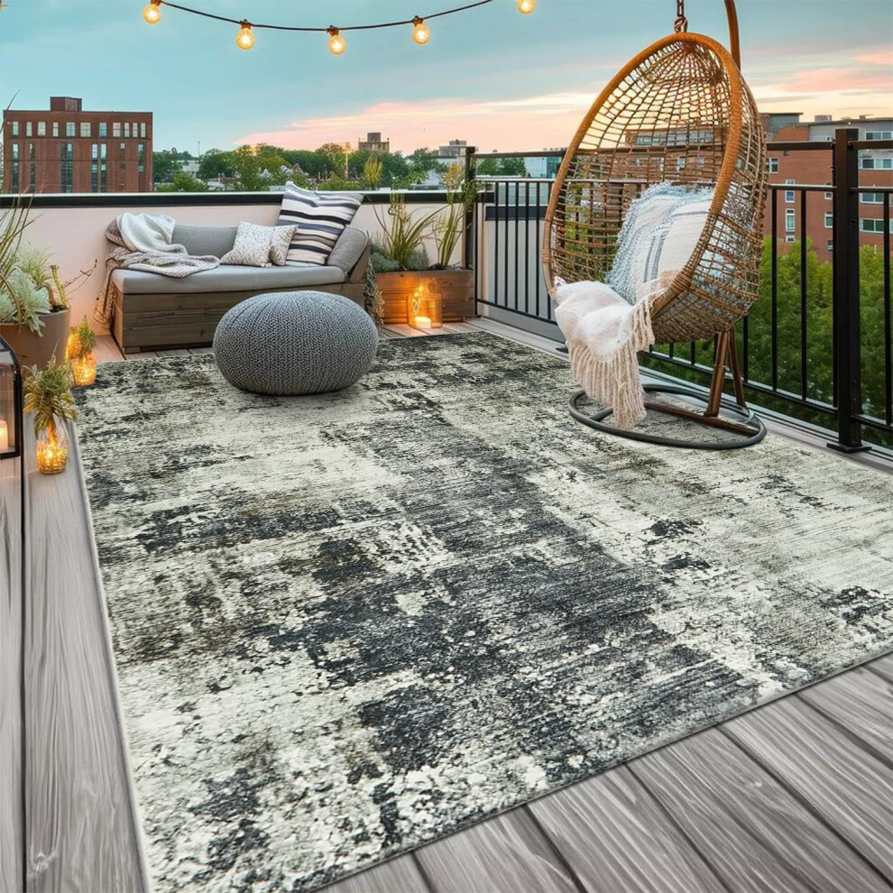 (240 x 320 cm- Extra Large Rug Carpet Living Room Bedroom/Indoor Outdoor Rug, GREY ABSTRACT) Traditional Area Rugs Large Living Room Carpet Rug
