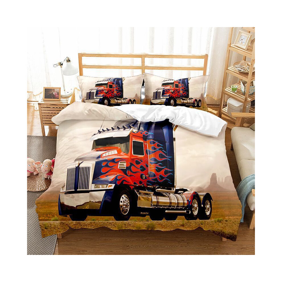 (KT12, 220*240) Transformers series printed bed sheet and pillowcase set, 3D digital printed three-piece set.-image-OPC-PHQKR8P-NEW