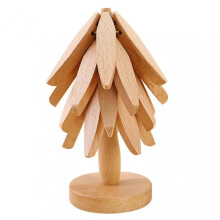 (Wood Color, 4 Piece Coaster) Wooden Tree Trivet Washable Tear-resistant Decorative Place Mats For Dining Table