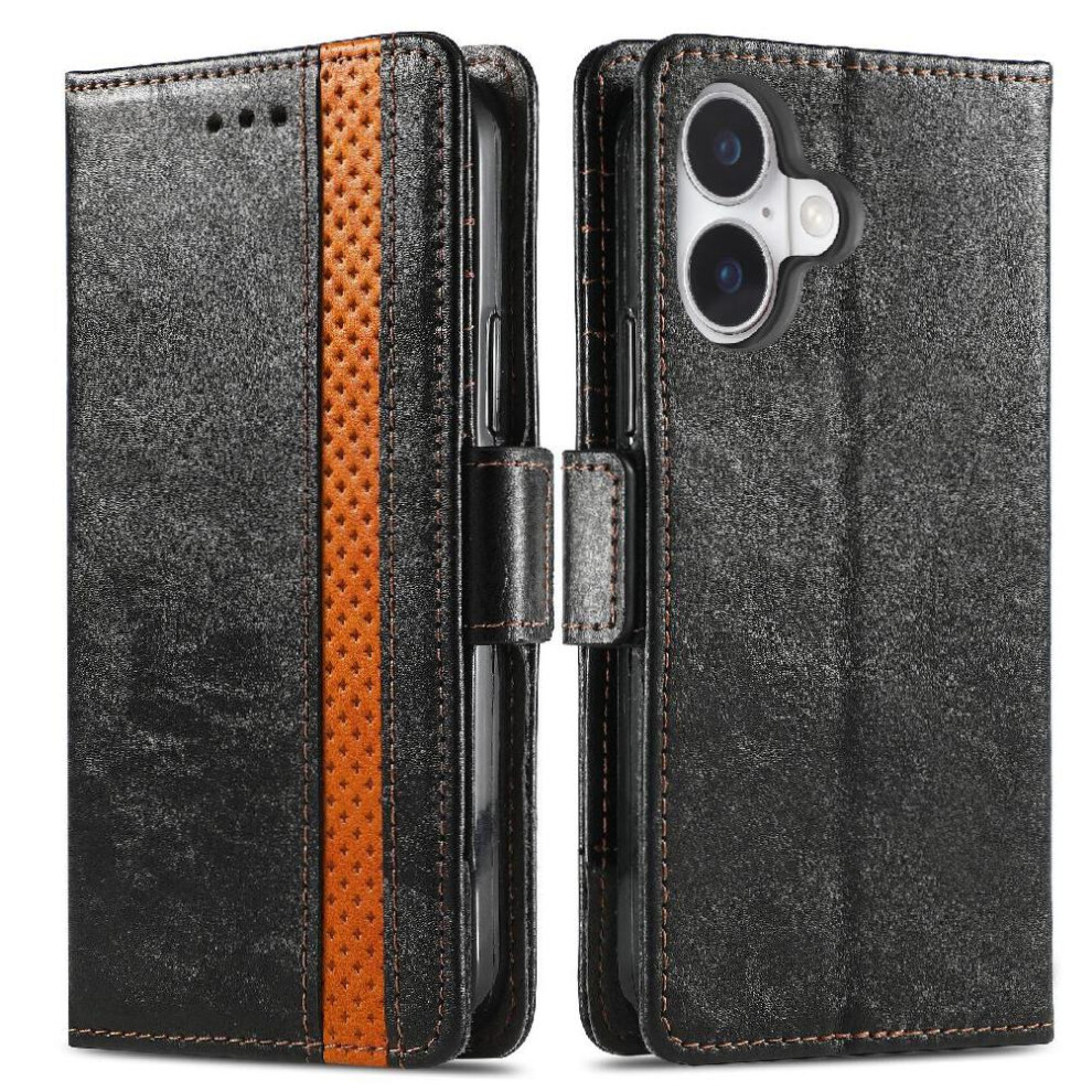 (Black) Case For Iphone 16 Multi-Color Multi-Card Slot Splicing Business Wallet Black 764563741625