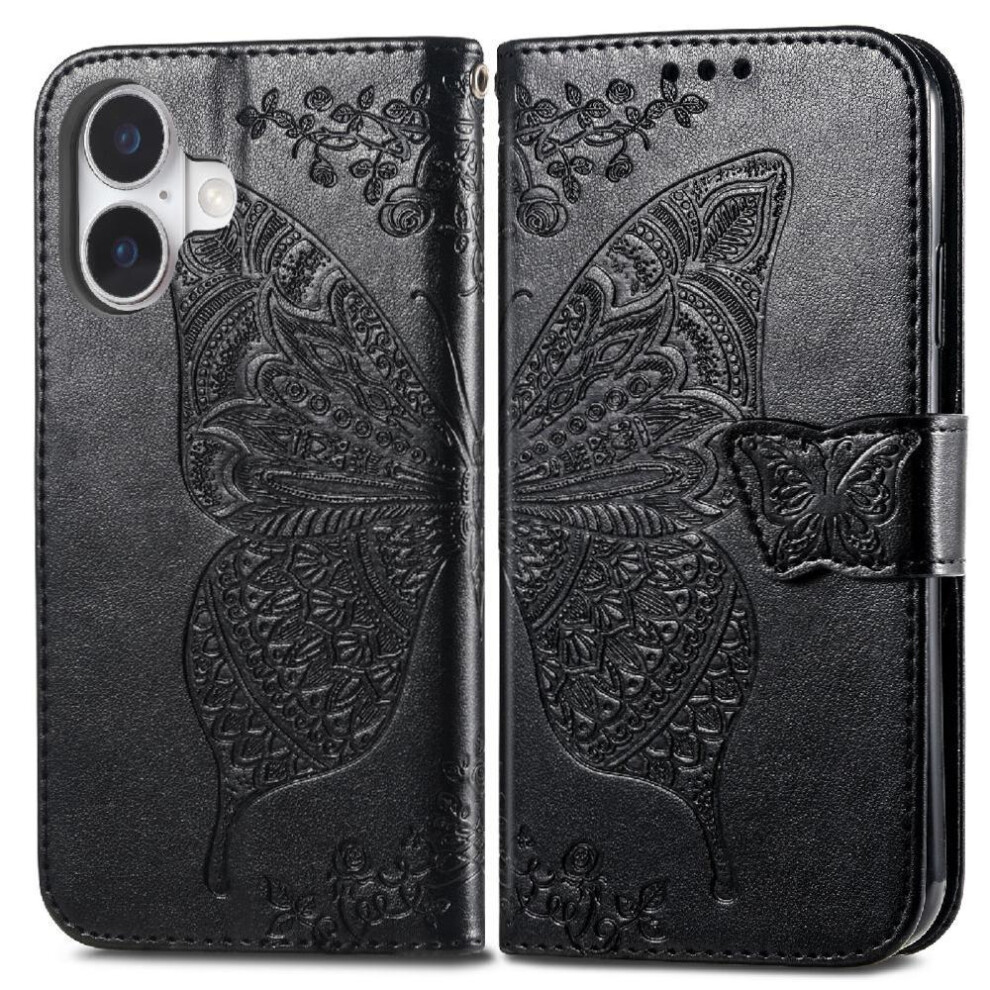 (Black) Case For Iphone 16 Butterfly Multi-Color Wallet Business Wing Black 764563741755
