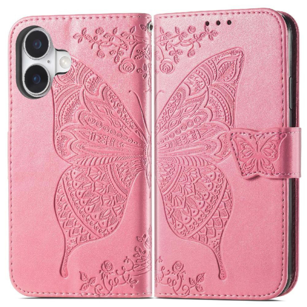 (Pink) Case For Iphone 16 Butterfly Multi-Color Wallet Business Wing Pink 764563741748