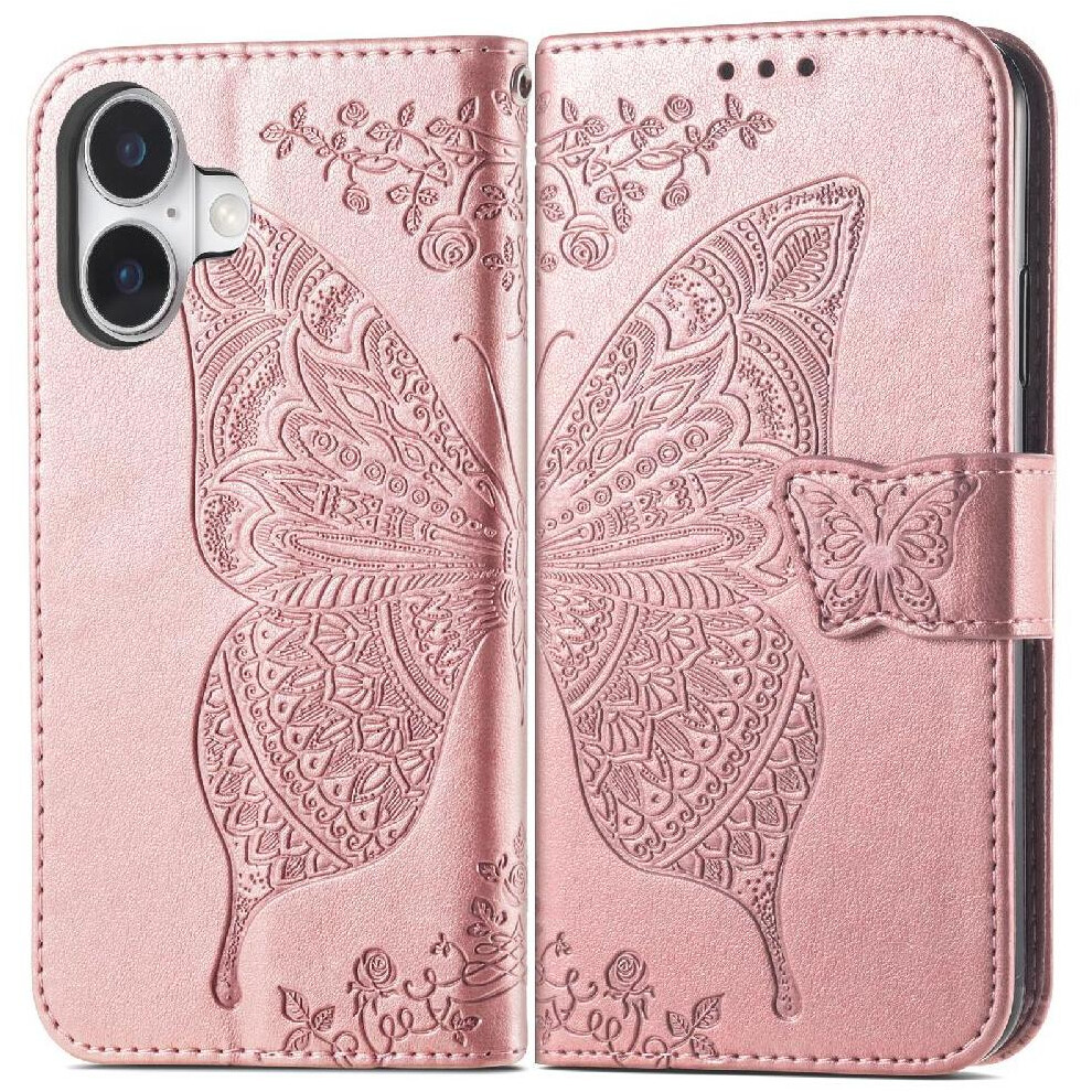 (Gold) Case For Iphone 16 Butterfly Multi-Color Wallet Business Wing Gold 764563741779