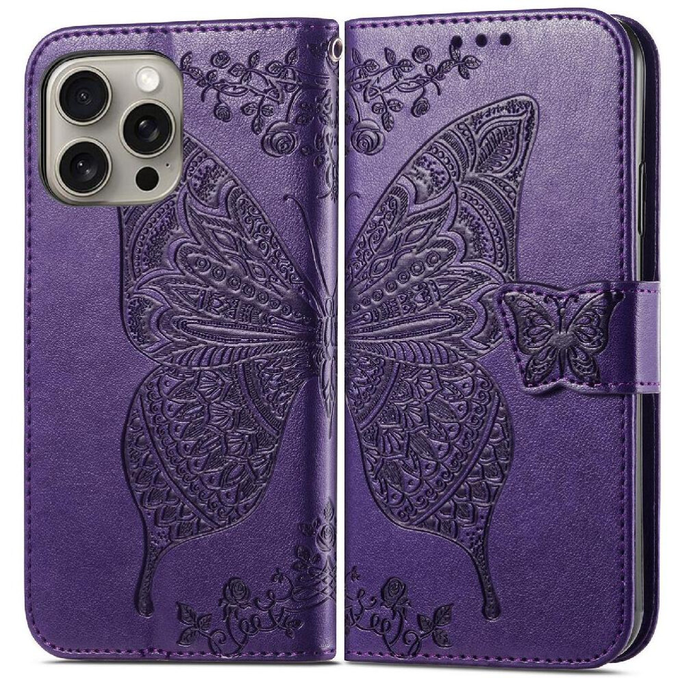 ( Violet) Case For Iphone 16 Pro Butterfly Wallet Wing Multi-Color Business Dark 764563741908