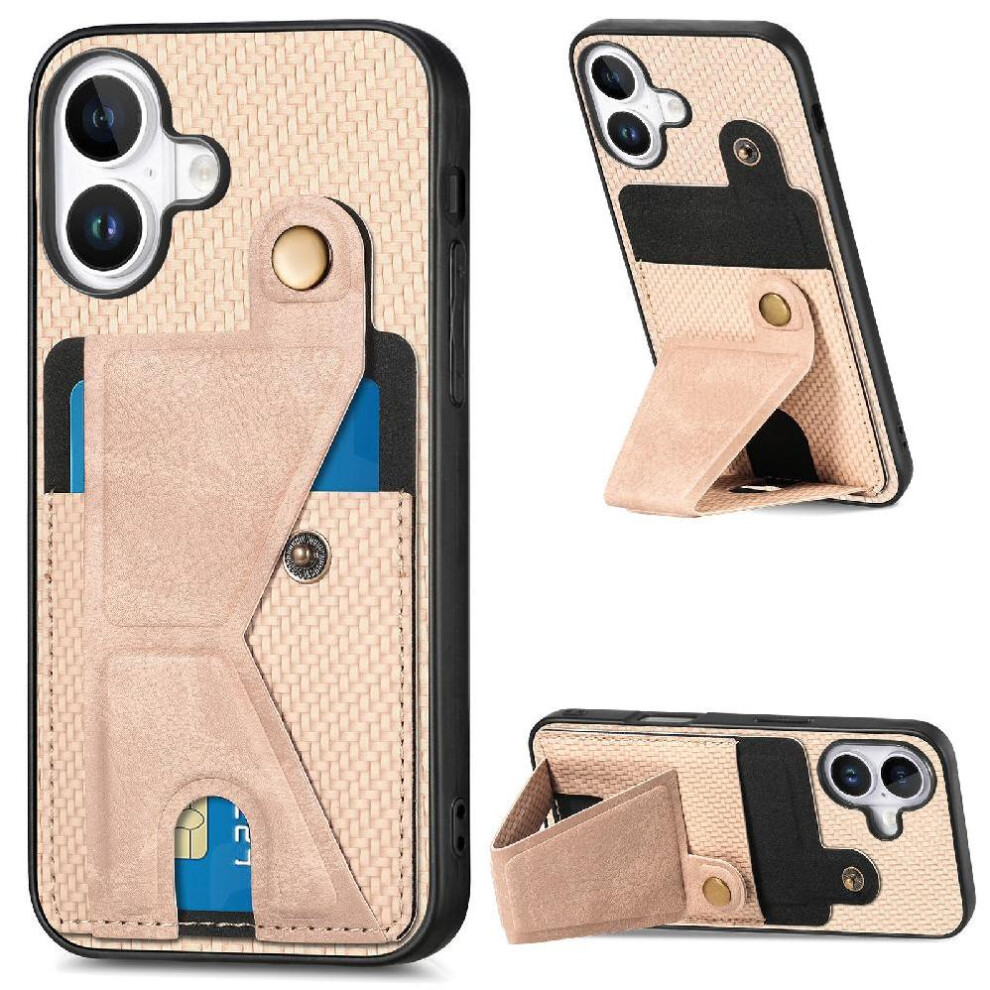 (Creamy ) Case For Iphone 16 Cardholder Bracket Magnetic Design Stand Function White 764563743308